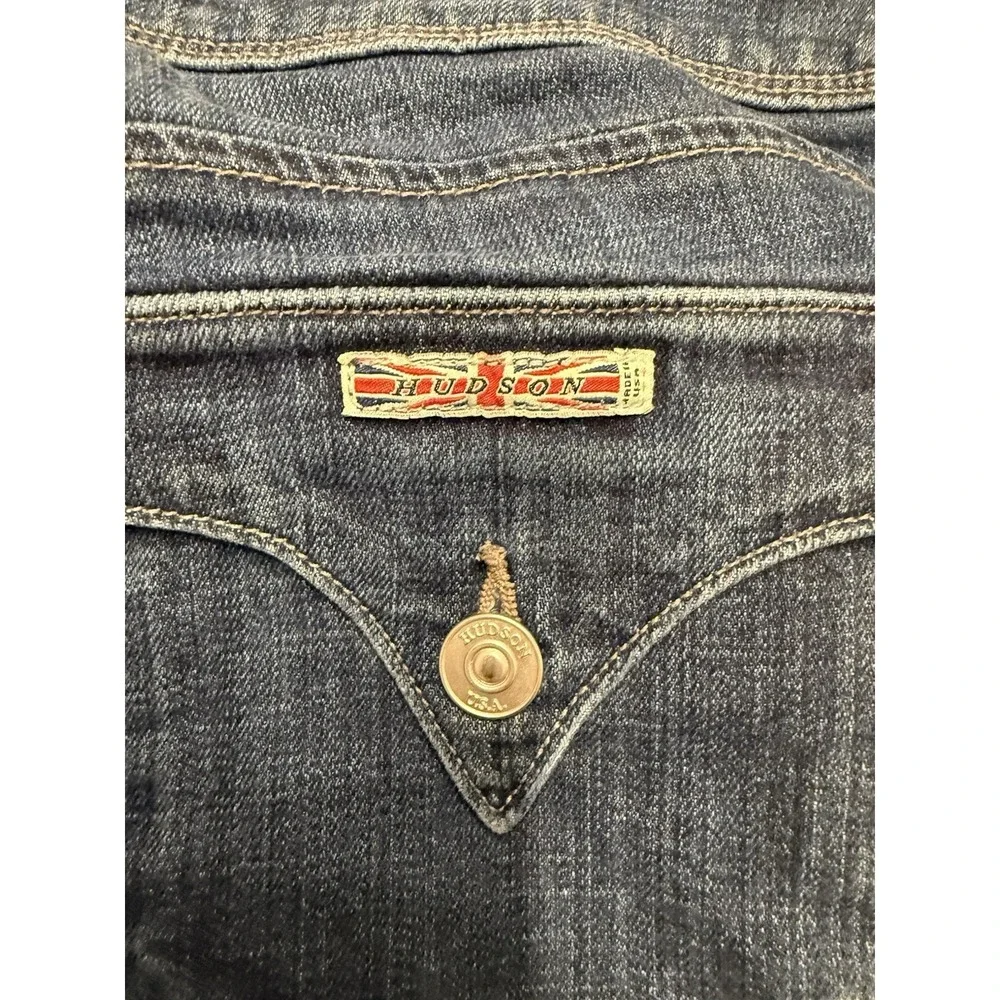 Hudson Jeans Womens Size 31 Blue Denim Dark‎ Wash Collin Flap Skinny Made In USA